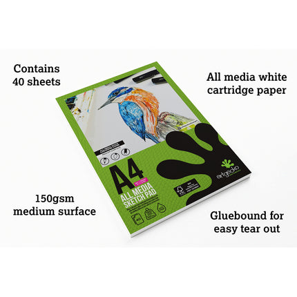 Artgecko Pro All Media Sketchpad 150gsm White Paper - A4