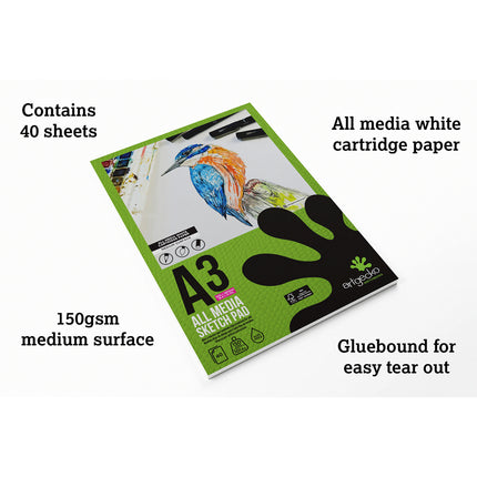 Artgecko Pro All Media Sketchpad 150gsm White Paper - A3