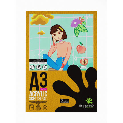Artgecko Pro Acrylic Sketchpad 240gsm White Paper - A3