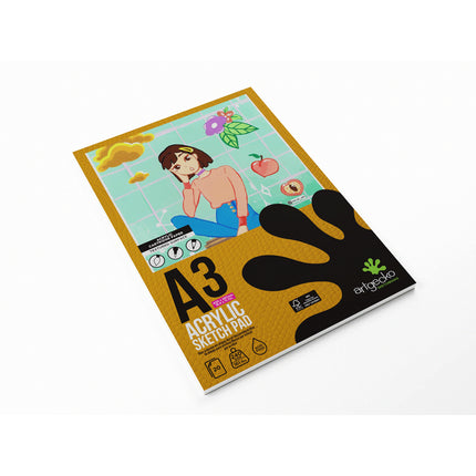 Artgecko Pro Acrylic Sketchpad 240gsm White Paper - A3
