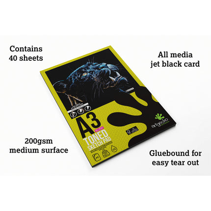 Artgecko Pro Toned Sketchpad 200gsm Black Card - A3