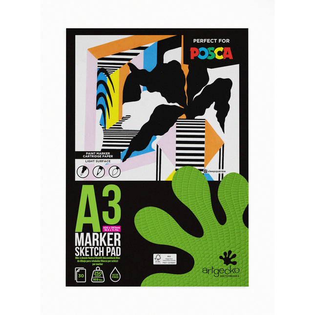 Artgecko Pro Marker Sketchpad 250gsm White Paper - A3