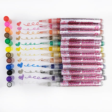 Flysea Acrylic Paint Markers Fine Tip - Glitter