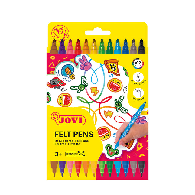 Jovi Washable Felt Pen Double Ended - Pack of 12