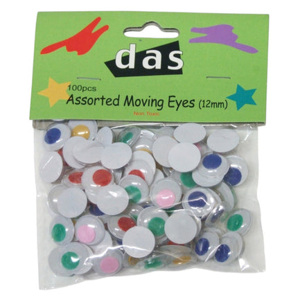 DAS Moving Eyes 12mm Coloured - Pack of 100