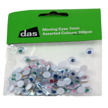 DAS Moving Eyes 7mm Coloured - Pack of 100