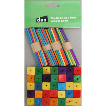 DAS Wooden Blocks & Sticks Coloured - Pack of 135