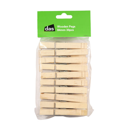 DAS Wooden Pegs 84mm - Pack of 30