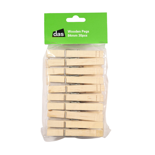 DAS Wooden Pegs 84mm - Pack of 30
