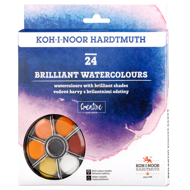 Koh-I-Noor Brilliant Watercolours - Round Cassettes - Set of 24