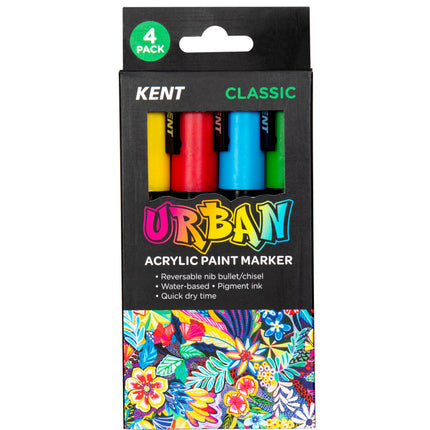 Kent Urban Acrylic Paint Marker - Medium Tip 4 Pack - Classic