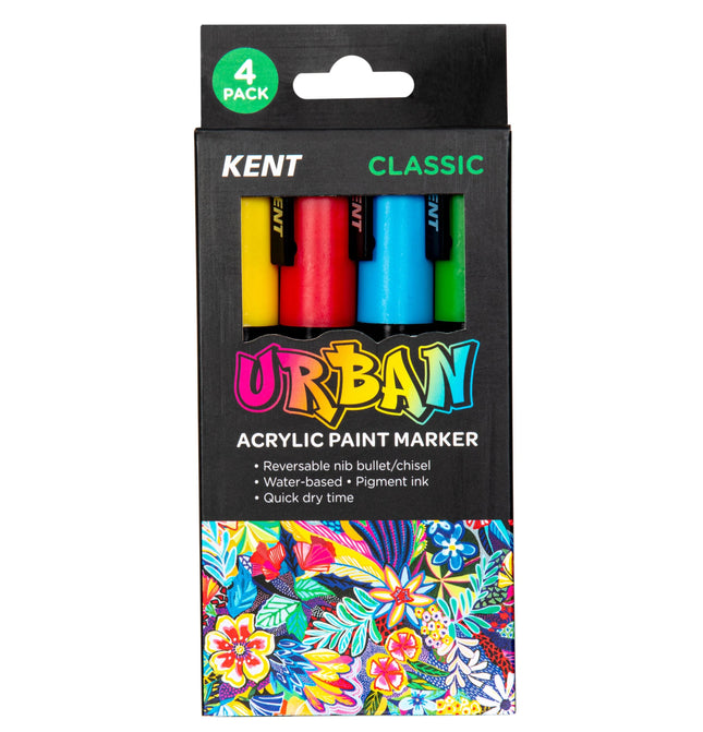 Kent Urban Acrylic Paint Marker - Medium Tip 4 Pack - Classic