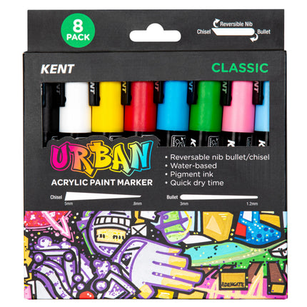 Kent Urban Acrylic Paint Marker - Medium Tip 8 Pack - Classic