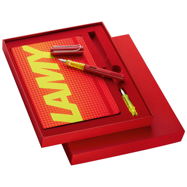 Lamy Al-Star Fountain Pen & Notebook Set - Glossy Red