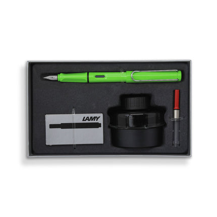 Lamy Safari Fountain Pen & Ink Gift Set - Green