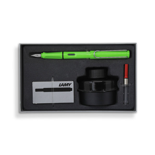 Lamy Safari Fountain Pen & Ink Gift Set - Green