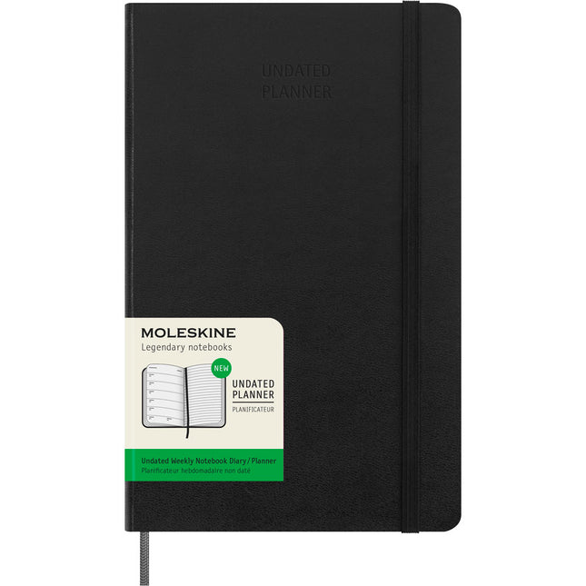 Moleskine Diary Undated -  Hard Cover - Weekly + Notes - Large Black