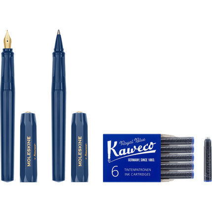 Moleskine Kaweco Ballpoint + Fountain Pen Set Blue