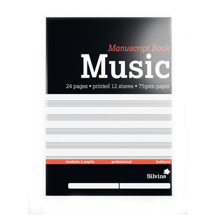 Silvine Music Manuscript Book A4 12 Stave - 24 Pages