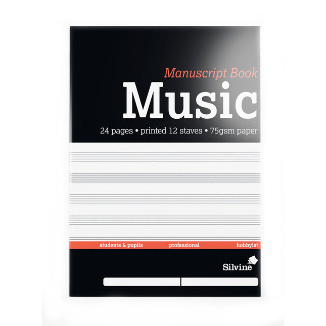 Silvine Music Manuscript Book A4 12 Stave - 24 Pages