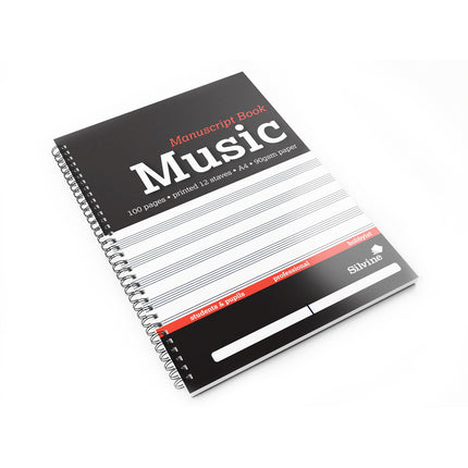 Silvine Music Manuscript Book A4 12 Stave Wiro Bound - 100 Pages