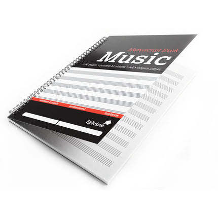 Silvine Music Manuscript Book A4 12 Stave Wiro Bound - 100 Pages