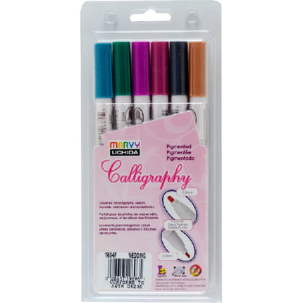 Marvy Calligraphy Pigmented Marker Set of 6 - Wedding
