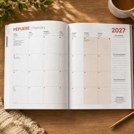 Tuhi Diary Planner - Month To View - Mahere a Marama Koru - 2027