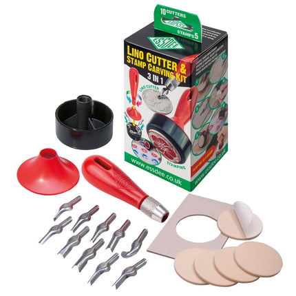 Essdee 3 in 1 Lino & Stamp Carving Kit with 10 Blades