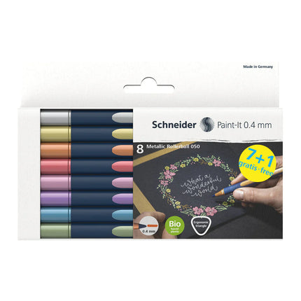 Schneider Metallic Rollerball 0.4mm - Pack of 8