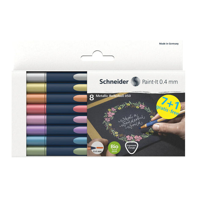 Schneider Metallic Rollerball 0.4mm - Pack of 8