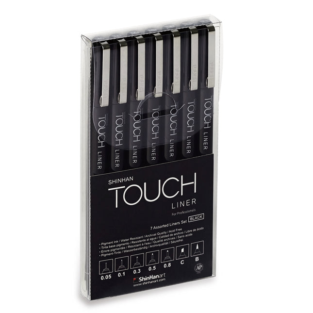 ShinHan Touch Liner Markers Black - Pack of 7