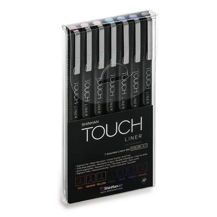 ShinHan Touch Liner Markers 0.1mm Coloured - Pack of 7