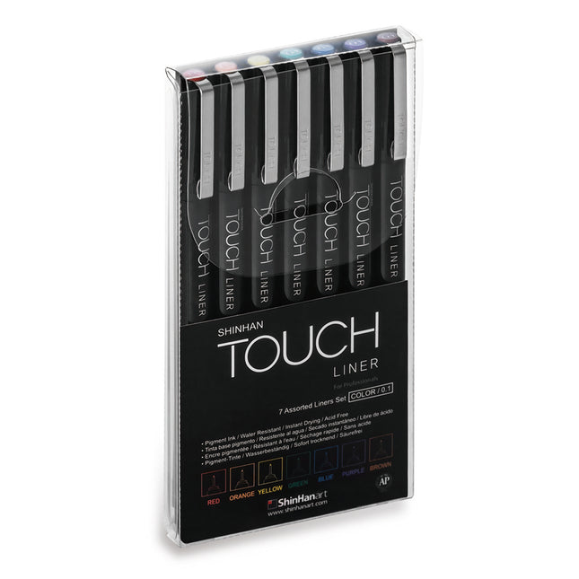 ShinHan Touch Liner Markers 0.1mm Coloured - Pack of 7