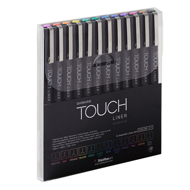 ShinHan Touch Liner Markers 0.1mm Coloured - Pack of 12