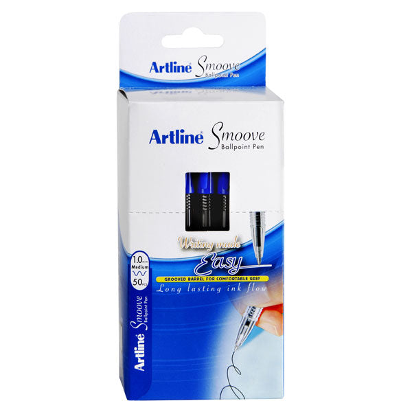 Artline Smoove Ballpoint Pen - Blue Box of 50