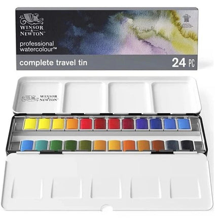 Winsor & Newton Professional Watercolour Half Pan Paints - Complete Travel Set Of 24