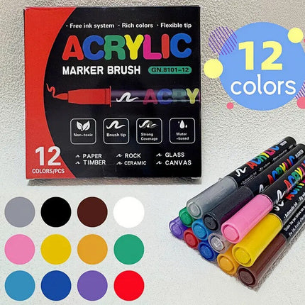 Acrylic Brush Markers - Set of 12