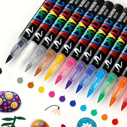 Acrylic Brush Markers - Set of 12