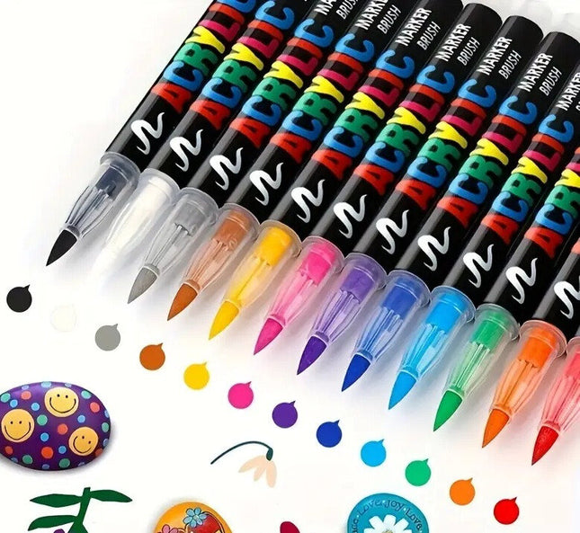 Acrylic Brush Markers - Set of 12