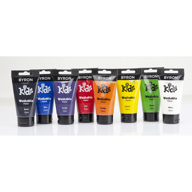 Byron Kids Washable Paints 75ml - Set of 8