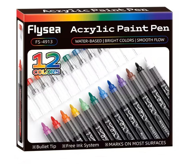 Flysea Acrylic Paint Markers Medium Tip - Free Flow Ink