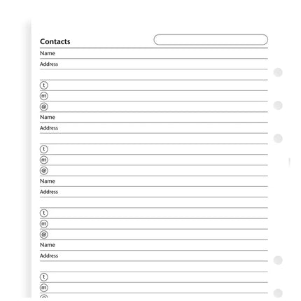 Filofax Organiser - Refill A5 - Contacts White