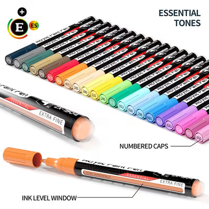 Flysea Acrylic Paint Markers Fine Tip - Standard - Pack of 22