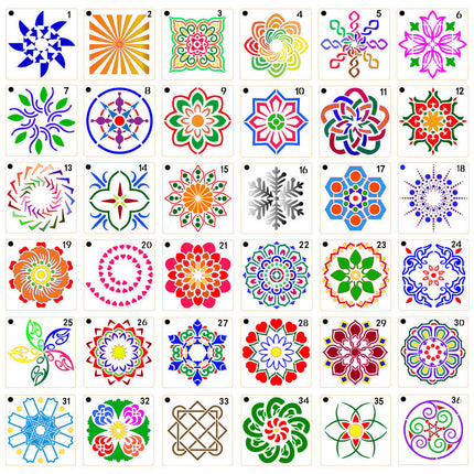 Mandala Dotting Stencils Mini - Set of 36