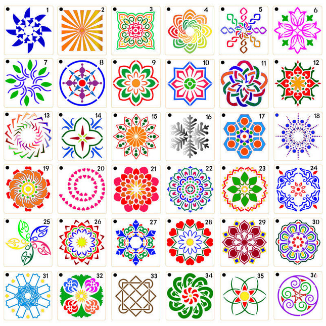 Mandala Dotting Stencils Mini - Set of 36
