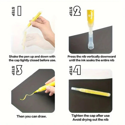 Flysea Acrylic Paint Markers Brush Tips - Pack of 12