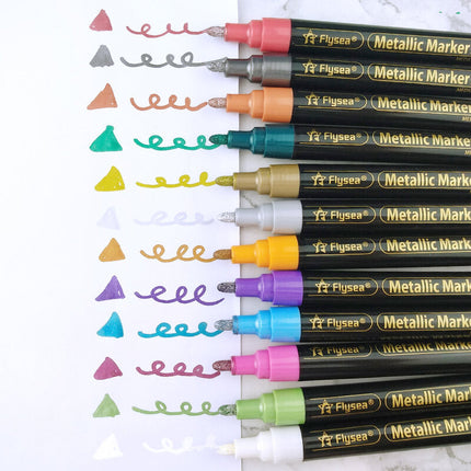 Flysea Acrylic Paint Markers Medium Tip - Metallic