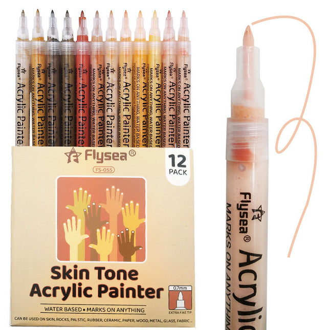 Flysea Acrylic Paint Markers Fine Tip - Skin Tone