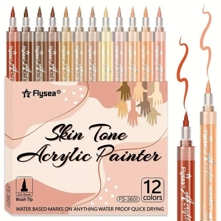 Flysea Acrylic Paint Markers Brush Tip - Skin Tone